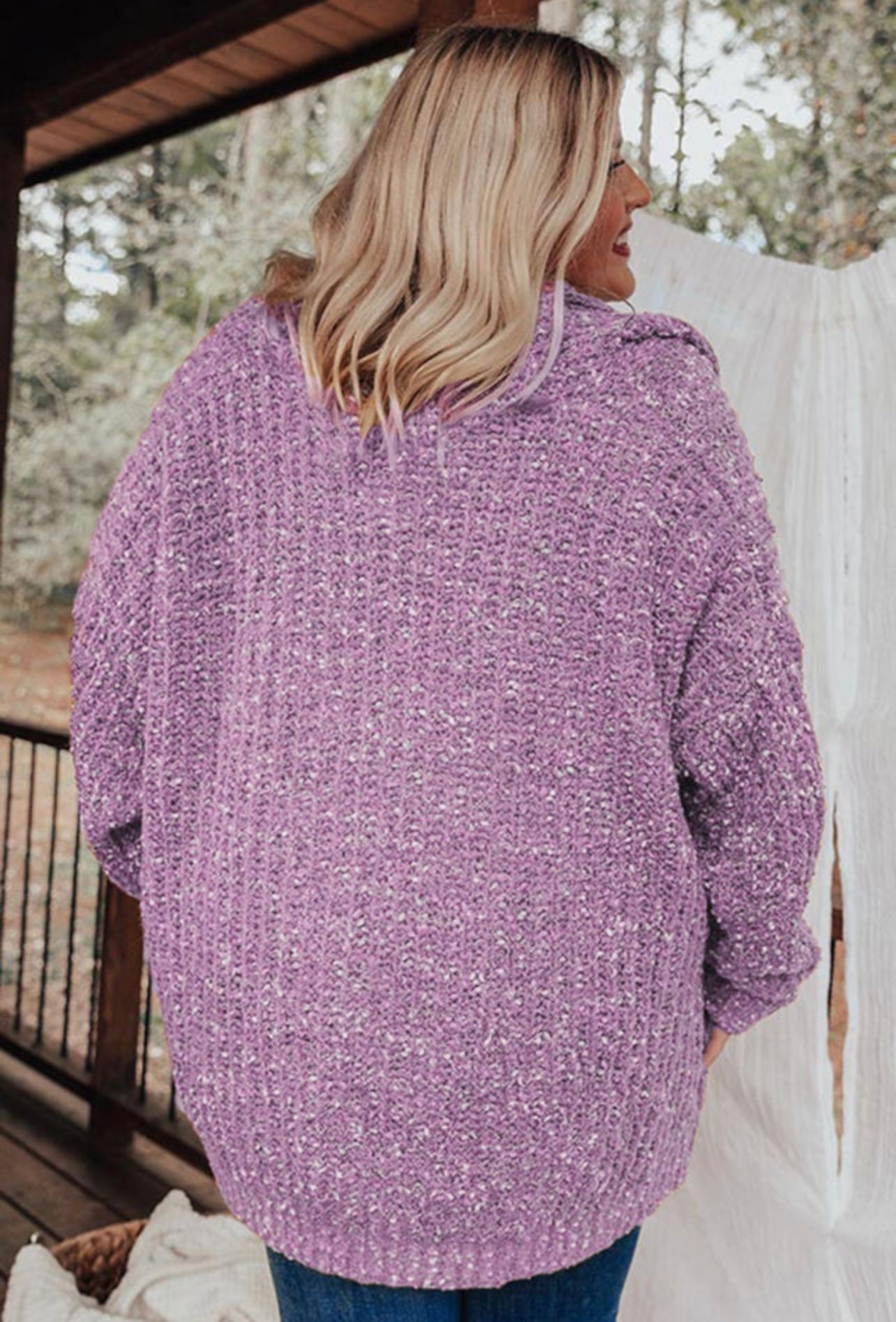 plus size knit hooded cardigan