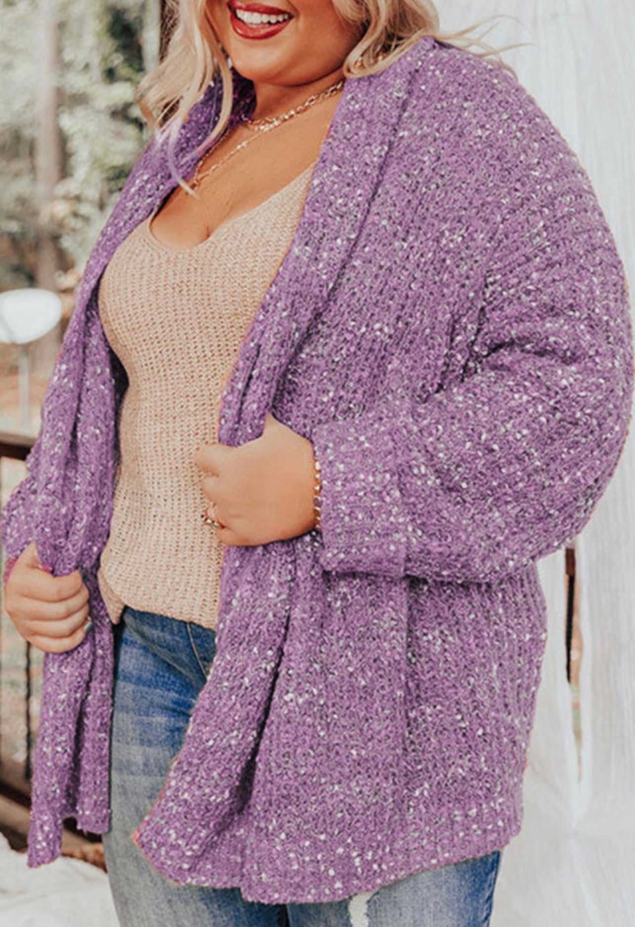 plus size knit hooded cardigan