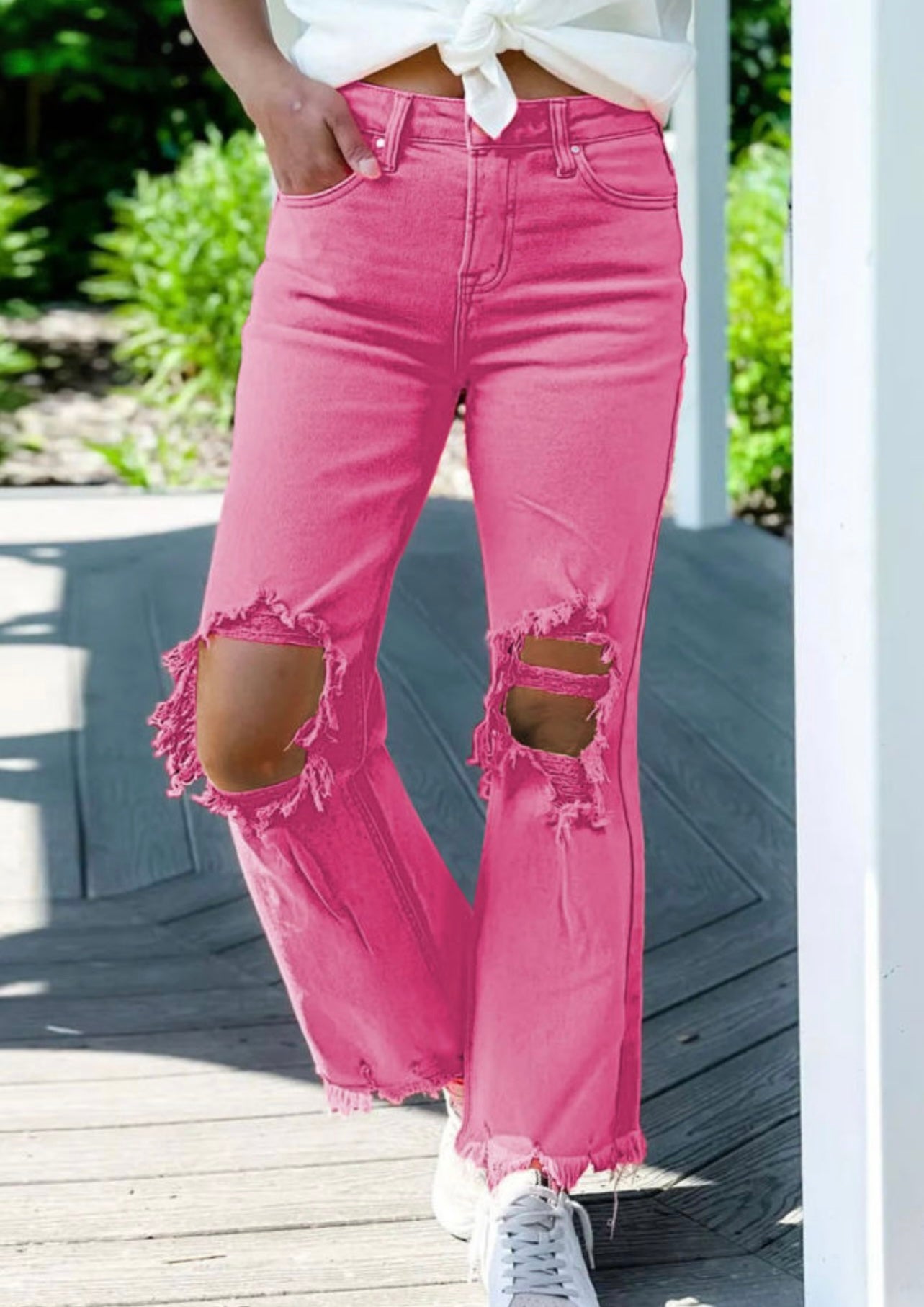 pink denim jeans